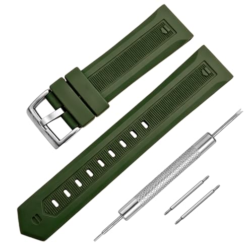 HiCycle2 20-22mm Rubber Watch Band Strap Replacement For Tag Heuer Aquaracer (Green, 22mm)