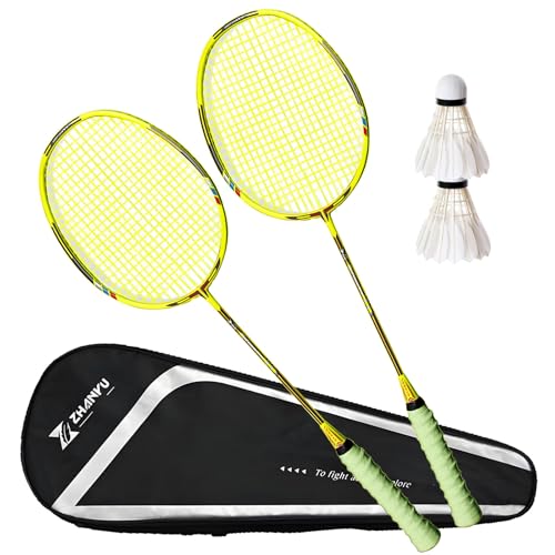 Yfvmybaf Carbon Badmintonschläger Set Gelb Grün