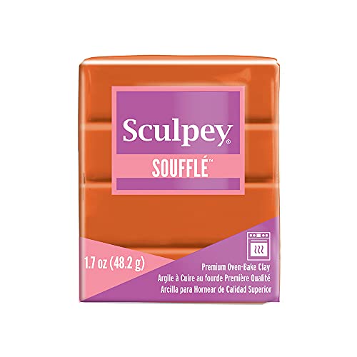 Sculpey SoufflÃ© Polymer Oven-Bake Clay, Pumpkin Orange, Non Toxic, 1.7 oz. bar, Great for jewelry making, holiday, DIY, mixed media and more! Premium light-weight oven bake clay.