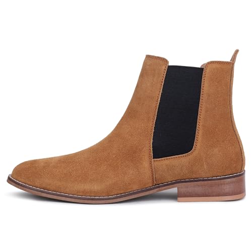 Image of LOZANO Suede Leather Chelsea Boots for Men | High Ankle Boots, Soft Cushioned Insole, Slip-Resistance, Arch Support & Shock Absorption