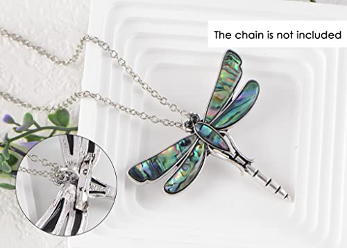 Image of Alilang Dragonfly Brooch Retro Silver Tone Abalone Shell Versatile Brooch Pin Accessories
