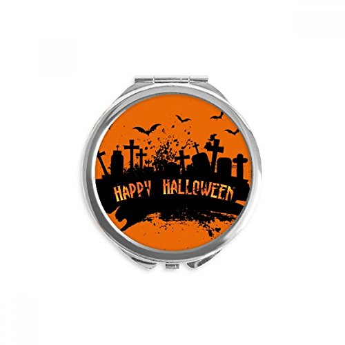 Miroir portable halloween cimetière horreur, le cadeau maquillage de poche original et utile