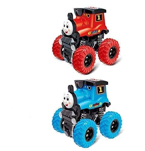 Harry High Speed Stunt Action Friction 4Wd Thomas Train Pull Along Back Friction Power Die Cast Toy Vehicle Push And Go Crawling Toys For Kids Girls Boys Baby (Pack Of 2) - Red