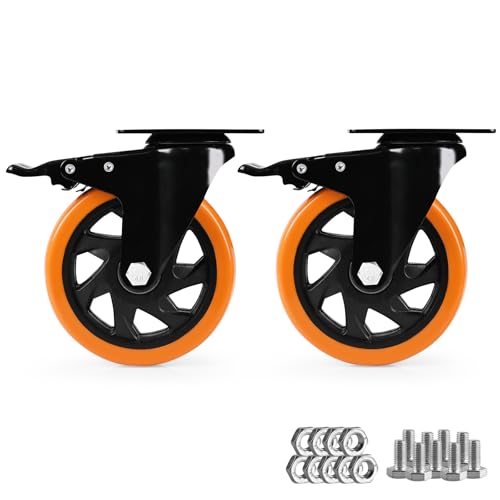 Roulettes pivotantes 12,7 cm avec frein pour stabiliser un établi ou chariot instable