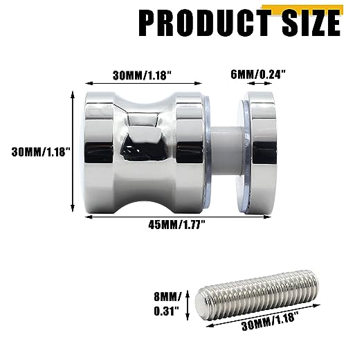 Image of 2 Pack Shower Glass Door Handle, Stainless Steel Shower Doors Knob One Sided Pull Hardware for Bathroom Glass Doors (Polished Chrome)