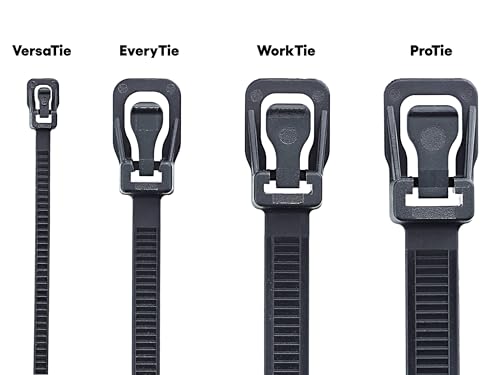 RETYZ 6-Inch Black Reusable Releasable Cable Ties – 100 Pack, 18 lb Strength, Patented Quick-Release, One-Handed, Tool-Free Design for DIY and Retail Applications miniatura 2