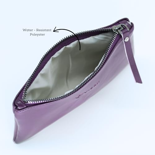 Image of VISMIINTREND PU Accessories Pouch for Stationery & Cosmetics - High Capacity Pencil Bag, Large Pen & Pencil Case for School, College, and Office (Lavender)