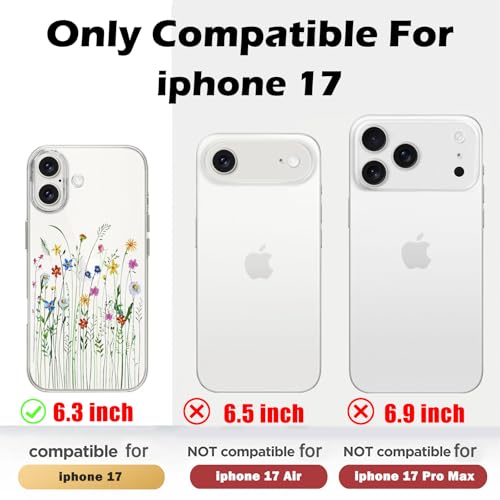 Coque antichoc iPhone 17 transparente fleurs silicone souple ultra fine - 7