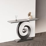 Caratteristiche versatili e pratiche: il tavolino posteriore del divano ha una forma semplice ed elegante con una combinazione di trame metalliche e roccia. Può essere utilizzato come tavolino per posizionare caffè e telecomandi, come espositore per esporre piante verdi e opere d'arte, o come tavolo temporaneo, soddisfacendo pienamente le diverse e pratiche esigenze del soggiorno.