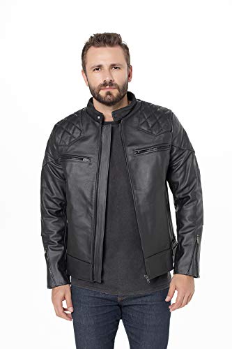 JAQUETA DE COURO MASCULINA DAVID PRETA Tamanho:50