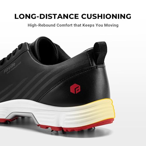 Image of FitVille Waterproof Golf Shoes Mens with Replaceable Spikes | Professional No-Slip Spiked, Arch Support, High-Rebound Cushioning