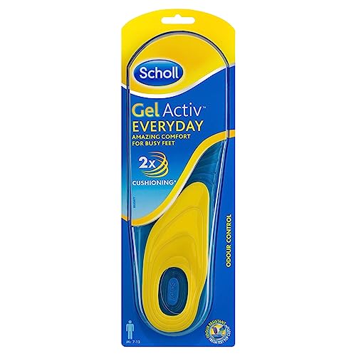 Scholl GelActiv Every Day Insoles for Men - Anti Foot Fatigue Comfort Insoles - Insoles for Walking / Hiking - Trim to Fit Your Walking Boot / Shoes - UK Size 7-12, 1 Pair, Blue