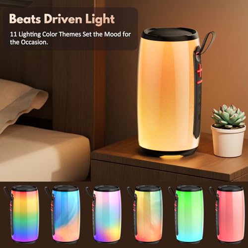 Image of JYX Portable Bluetooth Speaker, Wireless Waterproof Speaker with Colorful Lights, Support TWS /TF Card /USB /AUX, Loud HD Stereo Sound, Robust Bass, Lightweight for Party /Outdoor /Camping (Colorful)