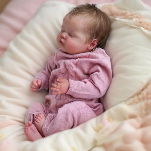 WOOROY Realistic Reborn Baby Dolls – 18-Inch Real Life Sleeping Newborn Girl, Lifelike Doll with Weighted Soft Body, Handmade Gift Toy with Accessories for Kids Age 3+