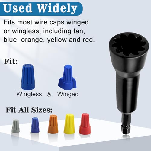 Image of Wire Nut Twister, Wire Twister Tool for Drill, 1 /4 inch Chuck Twist Wire Connector, Wire Nut Twisting Tool for Electricians, Wire nut Driver, Wire Twisting Spinner, Wire Spin Driver Nut (Black)