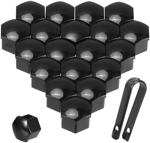 20 Pcs Black Wheel Nut Caps Bolt Covers for Mini Cooper S F65 F66 Countryman 2024 2025, Hexagonal Car Wheel Lug Nut Covers with Removal Tool Automotive Exterior Accessories,17mm