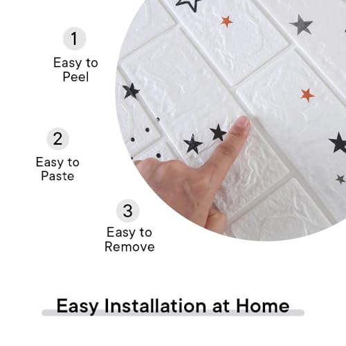 Image of Heart Home Foam Brick Pattern 3D Wallpaper for Walls|Soft PE Foam|Easy to Peel, Stick & Remove DIY Wallpaper|Suitable on All Walls|Pack of 5 Sheets, 70 cm X 70 cm