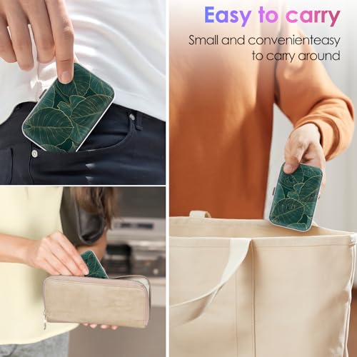 Image of Gerkia Dental Floss Portable Case, Easy to Store Floss Picks of Various Sizes, Portable Dental Floss Dispenser is Perfect for Travelling, Hotels, Dinners, Appointments.Emerald Green Leaf