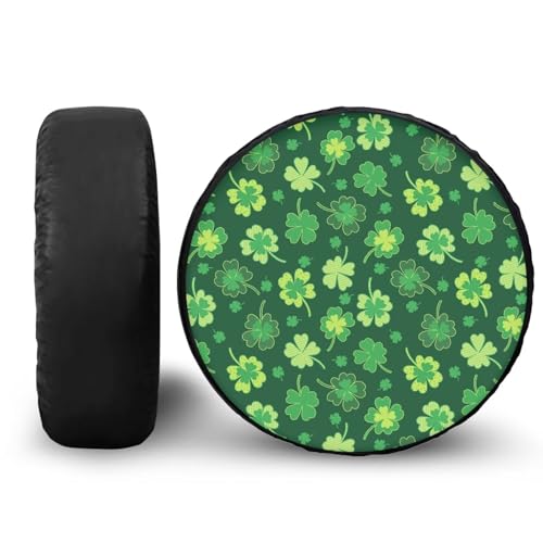 Image of Clovers Spare Tire Cover PU Leather, Weatherproof Universal Wheel Protectors, Wheel Tire Cover for RV Camper Travel Trailer SUV Truck, 15 Inch Fits Tire Diameter 27.6 inch-29.5 inch