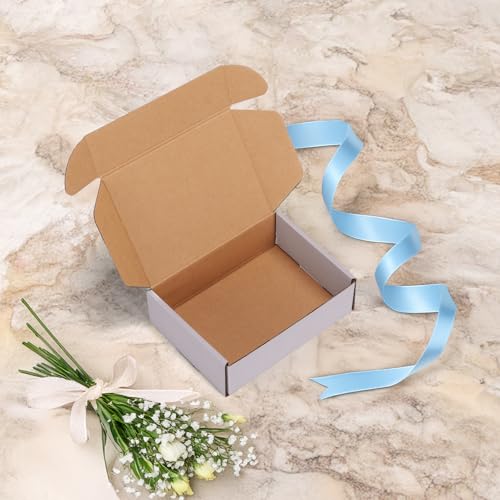 Image of RLAVBL 7x5x2 Small Shipping Boxes Set of 40, White Corrugated Cardboard Mailer Box for Packing, Mailing, Business