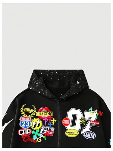 SOLY HUX Men's Graphic Oversized Hoodies Y2k Zip Up Long Sleeve Hooded Sweatshirt Jacket Streetwear3