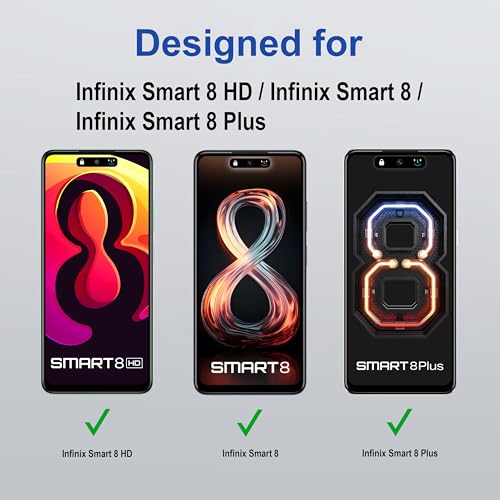 Image of ZAP CASE HD Plus Tempered Glass Screen Protector Compatible For Infinix Smart 8 HD (Black) Edge To Edge Coverage With Easy Installation Kit