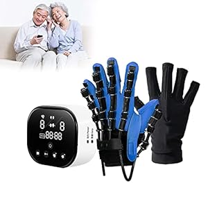 OMaju Fitness Equipment Rehabilitation Robot Gloves,Chargeable Finger Wrist Training Equipment – 0-20min Timing Function & LCD Screen&3 Mode Training,Prevent in Stroke Increase Muscle Tone,Left-M