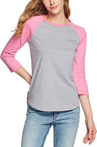 TSLA Camiseta de manga 3/4 para mujer, diseño dinámico raglán de algodón, ligera para exteriores, camiseta de béisbol Cover