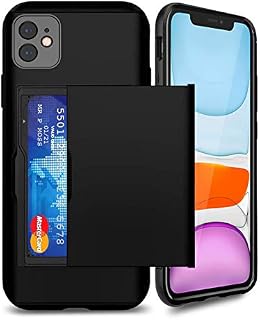 DN-Alive Card Holder Case For iPhone 11 [6.1''] Phone Case With Card Holder Wallet Id Holder Card Slot Heavy Duty Armor Bumper Protective Cover Shockproof For iPhone 11 Case With Card Holder (Black)