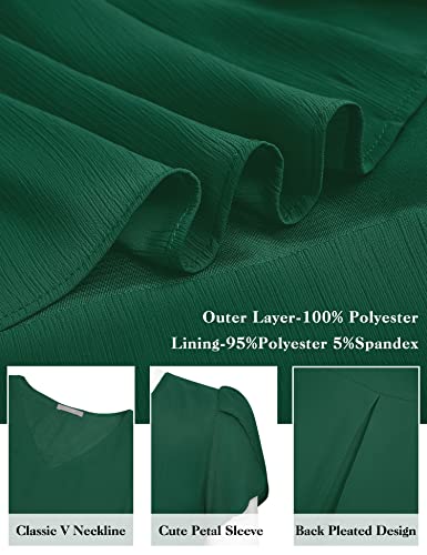 Furnex Womens Blouses,Petal Short Sleeve V Neck Blouse Dressy Chiffon Tunic Tops Casual Summer Flowy Layered Shirts For Women Work Office Formal Spring Tunics To Wear With Leggings Spring Green M #TOP3