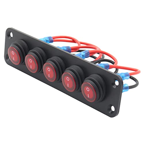 Ciieeo 12v 5 Gang Rocker Switch Panel Led Marine Car Truck Boat Easy Installation
