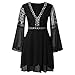 FLOYU Halloween Lace Dresses for Women Crochet High Waisted Elegent Dress Deep V Neck Ruffle Long Sleeve Dress
