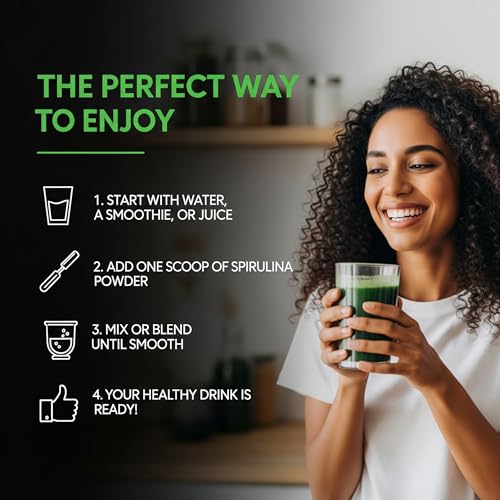 Image of 100% Natural Spirulina | USDA Certified Organic Spirulina Powder for Immunity, Energy, Digestion & Skin Health | Plant Based Protein Superfood - 200g Veg Powder
