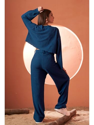Image of GRECIILOOKS Co-Ord Set for Women stylish | Textured Lycra Blend Casual Western Set | Dress For Woman | Trendy Two Piece Outfit for Casual, Party & Travel Outfits | Summer Co-Ord Set