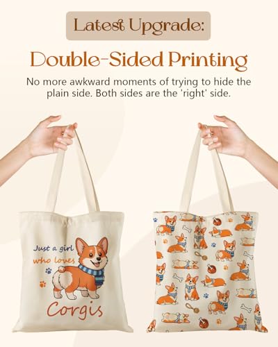 Image of Miss Adola Cute Canvas Tote Bag for Women Girls - Animal Lover Aesthetic Bags with Magnetic Buckle and Zipper Inner Pocket