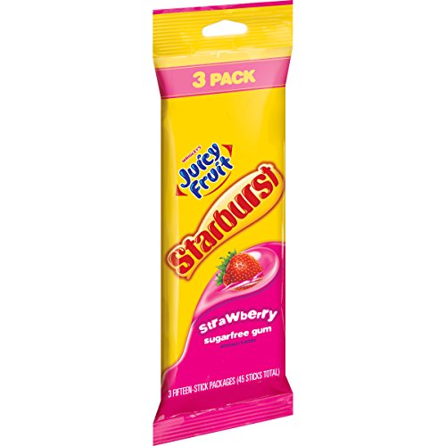 Juicy Fruit Gum with Starburst Flavors - Strawberry, 3 Pack
