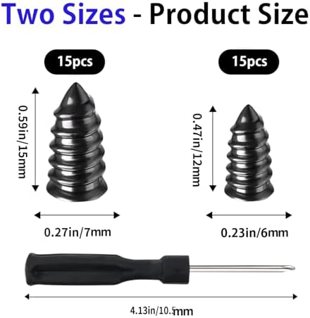ZHEXI 60 Pack Screw in Tire Plugs of Punctures with 2 Sizes