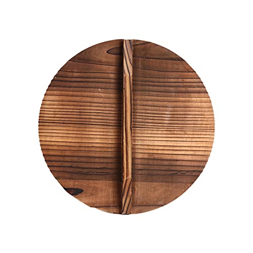 Tapa de madera natural, tapa de wok de madera hecha a prueba de derrames, cubierta ligera hecha a mano, accesorio de cocina de madera, para olla de hierro fundido (tamaño 31 cm) Cover