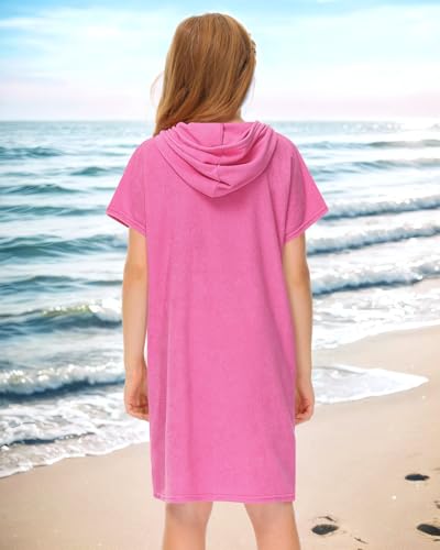 Image of BesserBay Unisex Kids Terry Cloth Swim Cover Up Zip Up Hooded Bathrobe with Pockets 3-14 Years