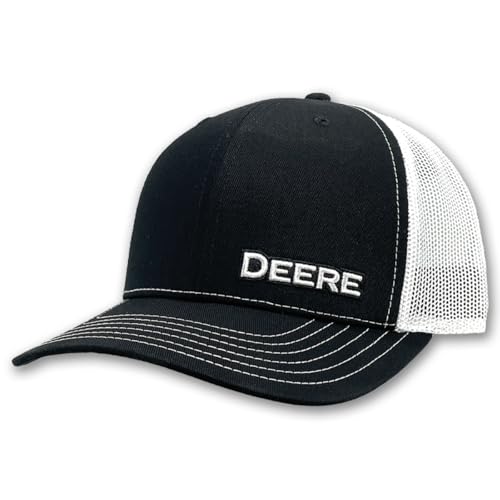 Casquette de camionneur en maille Deere noire et blanche idéale pour vos sorties et road trips