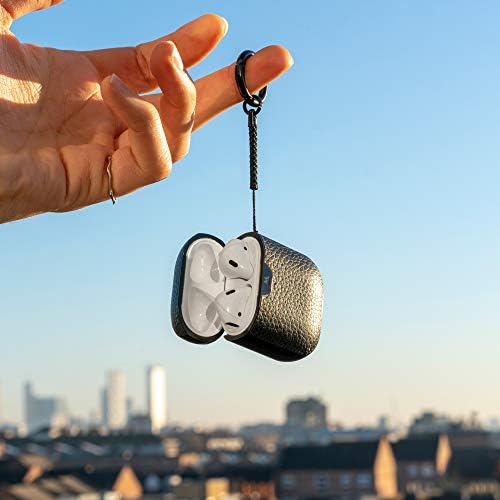Mous - Protective Case Cover for AirPods 1st and 2nd Gen, Airpod Case with Keychain, Wireless Charging Compatible - Aramid Fibre - Black  AirPod Accessories