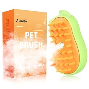 Rechargeable 3in1 Self-Cleaning Steam Grooming Brush for Cat and Dog Shedding – 2 Gears for Long/Short Hair – Green