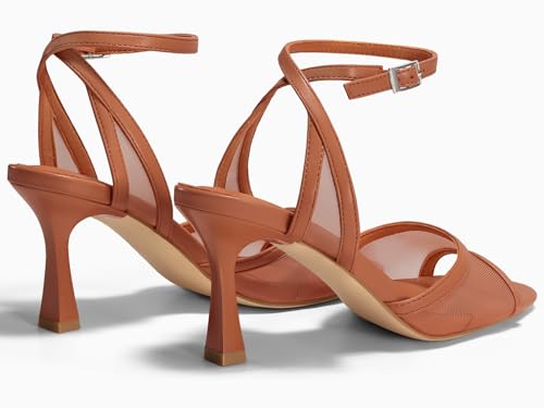 Image of Coutgo Womens Kitten Heels Sandals Pointed Open Toe Ankle Buckle Strap Summer Dress Shoes