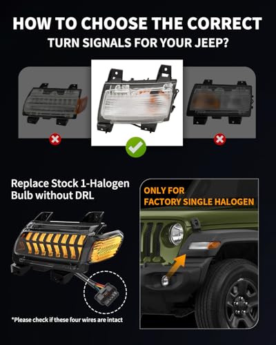 Image of Smoke Lens LED Fender Light Kit LED Turn Signal Lights with DRL & Side Marker Lights Compatible with Jeep Wrangler JL Sport Jeep Gladiator JT Sport 2018-2024 (Short Version)