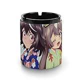 ウマ娘 灰皿 革製灰皿 丸い円筒形 アッシュトレイ 卓上 大容量 屋外 おしゃれ ステンレス おしゃれ 大容量 屋外 室内 防臭 車用 ブラック 洗いやすい インテリア コンパクト