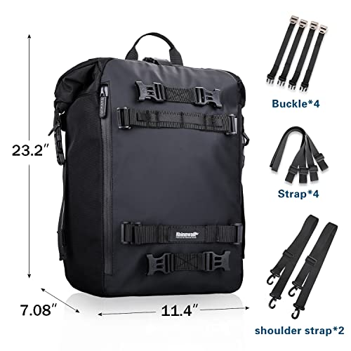 Bolsa para moto Rhinowalk, 20L, negra, trasera miniatura 4