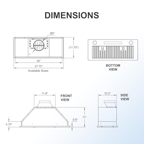 30 Inch Insert Range Hood, 1200 CFM DC Motor Kitchen Vent Hood with Gesture Sensing & Touch Control, Ducted/Ductless Convertible Built-in Range Hood, Stainless Steel by VENFAN - Image 9