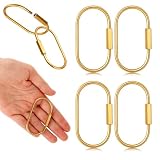 4 Pcs Brass Screw Lock Keychain, Durable Brass Screw Lock Clip Key Chain Ring Durable Simple Brasss Keychain Holder Brasss Key Ring Simple Style Car keychains for Men Women Christmas Gifts, Gold
