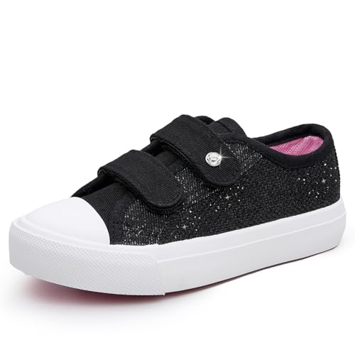 Weestep Toddler Girl Glitter Sneakers Lightweight Sparkle Slip On Canvas Shoes