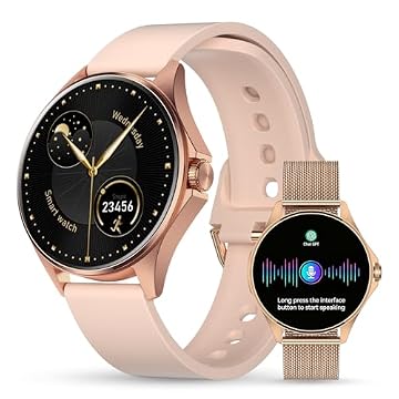 Aurafit Smartwatch Feminino Relógio Inteligente com IA Chatgpt, 1.32’’ AMOLED,iOS Android, IP68 Água, Frequência Cardíaca, Monitor de Sono, 100 Esportes, 2 Pulseiras